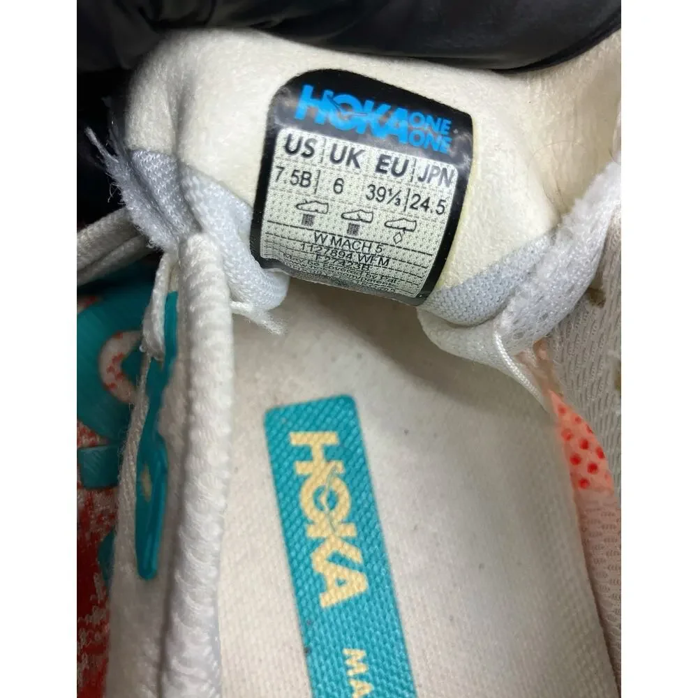 HOKA One One Mach 5 Women’s Size 7.5 White Coral Blue Running Shoes Sneakers
